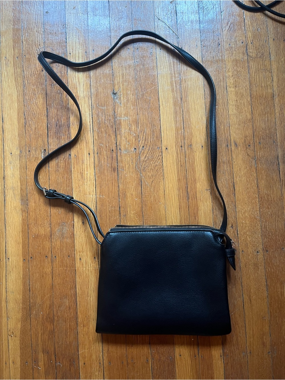 a new day Black Leather Crossbody Bag